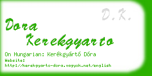 dora kerekgyarto business card