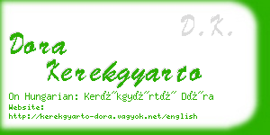 dora kerekgyarto business card